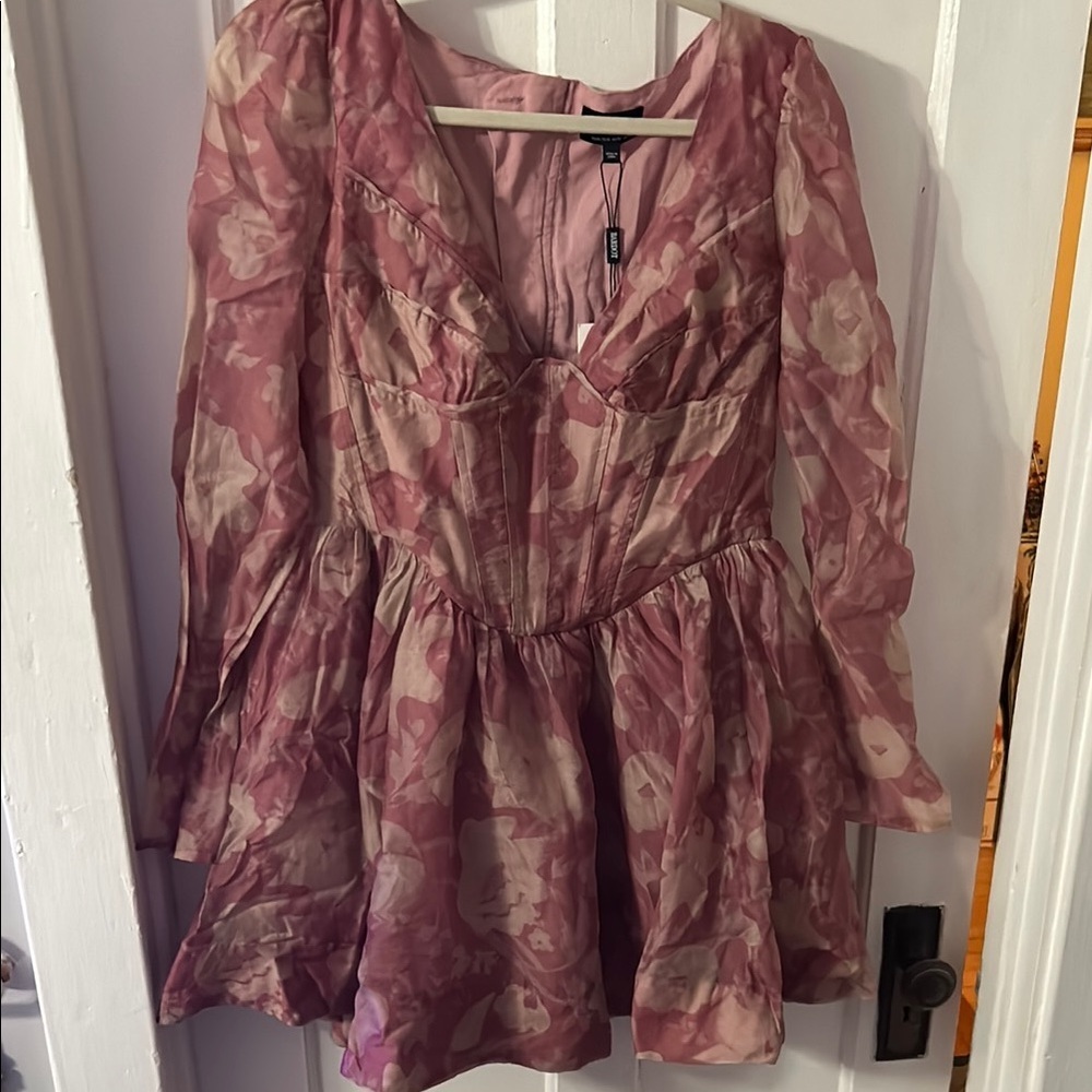 Bardot Corset Fit and Flare Pink Floral Dress